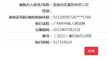 国美控股集团等被列为被执行人 执行标的超5亿元
